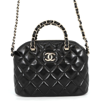 Chanel Chain Shoulder Bag Quilted Shaini Lambskin 2-Way Black