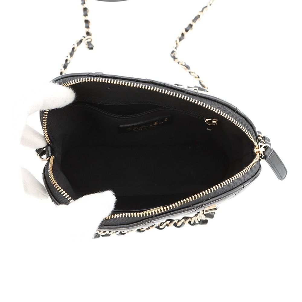 Chanel Chain Shoulder Bag Quilted Shaini Lambskin 2-Way Black — view 6