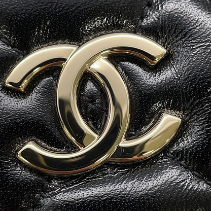 Chanel Chain Shoulder Bag Quilted Shaini Lambskin 2-Way Black — view 8