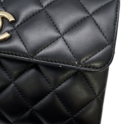 Chanel CC Logo Quilted 2-Way Shoulder Bag Black — view 8