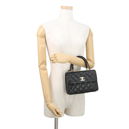 Chanel CC Logo Quilted 2-Way Shoulder Bag Black — view 4