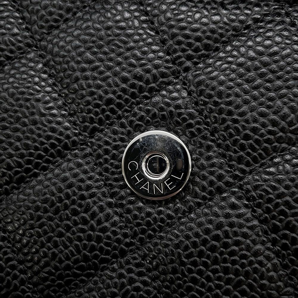 Chanel Chain Wallet Quilted CC Logo Caviar Leather Black — view 9