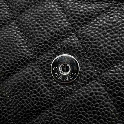 Chanel Chain Wallet Quilted CC Logo Caviar Leather Black — view 9