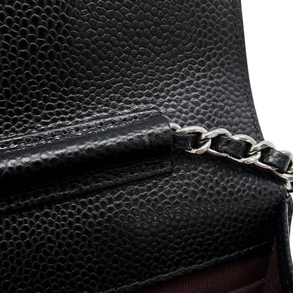 Chanel Chain Wallet Quilted CC Logo Caviar Leather Black — view 7
