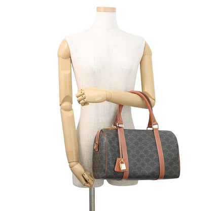 Celine Boston Bag Triomphe Calf Leather 2-Way Brown — view 4