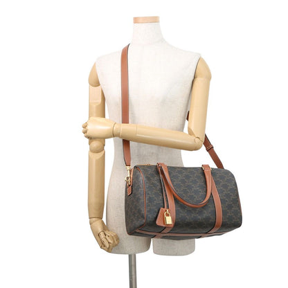 Celine Boston Bag Triomphe Calf Leather 2-Way Brown — view 5