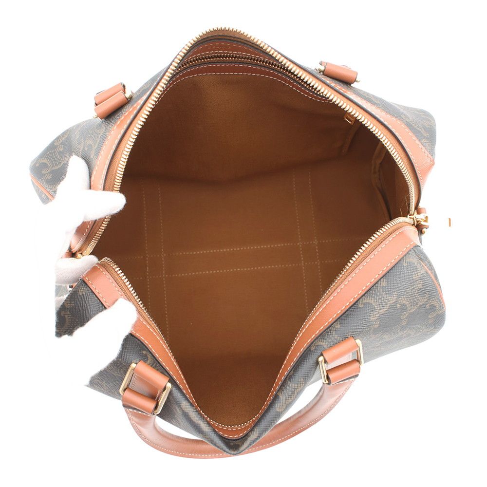 Celine Boston Bag Triomphe Calf Leather 2-Way Brown — view 6