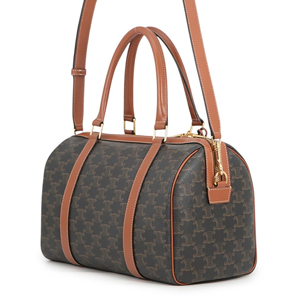 Celine Boston Bag Triomphe Calf Leather 2-Way Brown — view 2