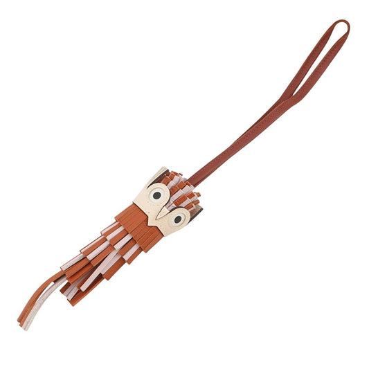 Hermes Bag Charm Chouette Pande Epi Smovepere Sienne Nata White Epsom Lambskin