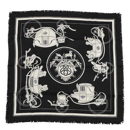 Hermes Scarf Carre 80 Ex Libris Fringe Silk