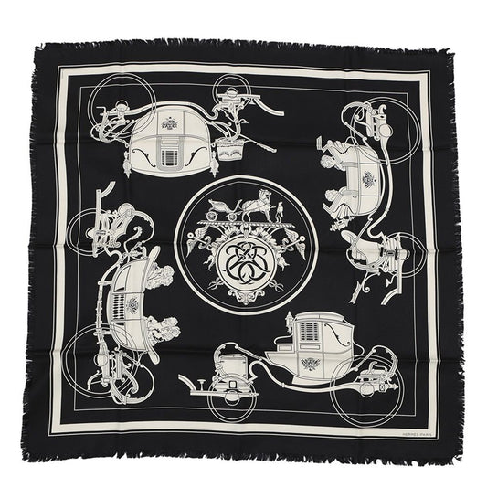 Hermes Scarf Carre 80 Ex Libris Fringe Silk