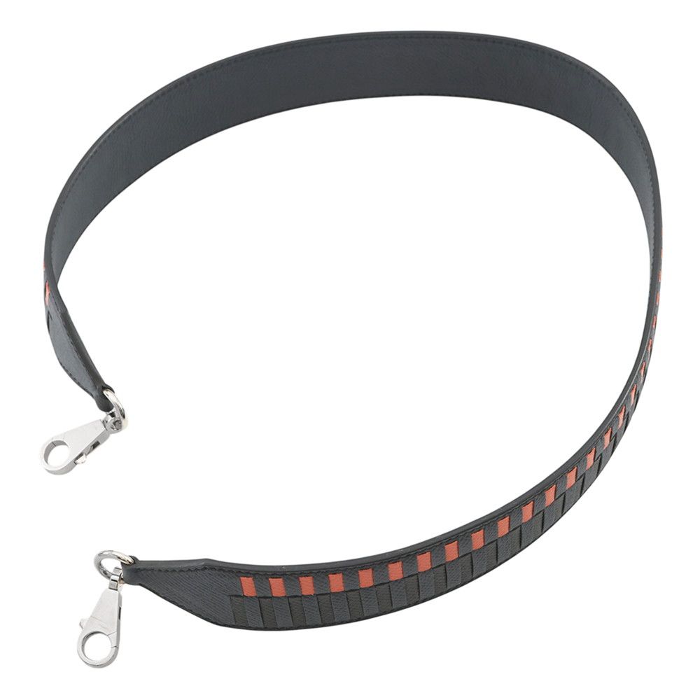 Hermes Shoulder Strap Bandouliere Tresage de Cuir Blue Orange Black Silver Epsom — view 4