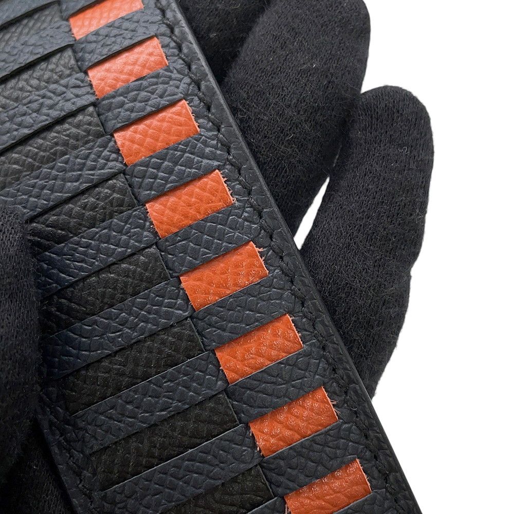 Hermes Shoulder Strap Bandouliere Tresage de Cuir Blue Orange Black Silver Epsom — view 5