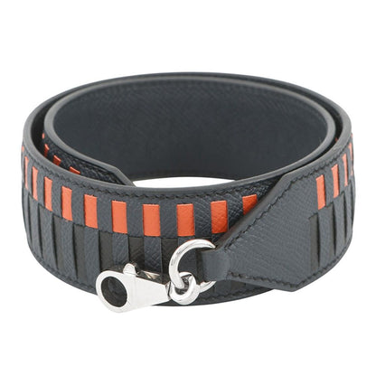 Hermes Shoulder Strap Bandouliere Tresage de Cuir Blue Orange Black Silver Epsom