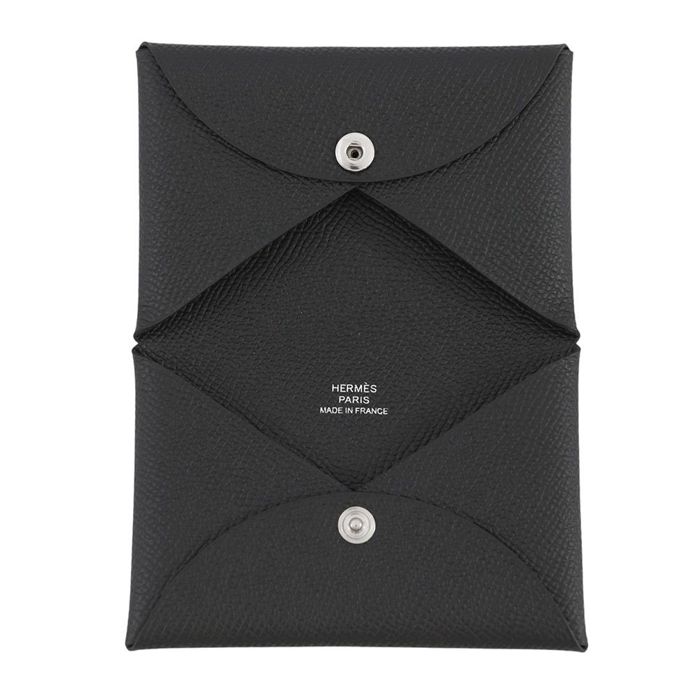 Hermes Card Case Calvi Black Epsom Business Holder — view 4