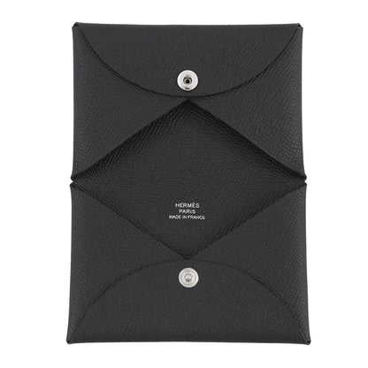 Hermes Card Case Calvi Black Epsom Business Holder — view 4