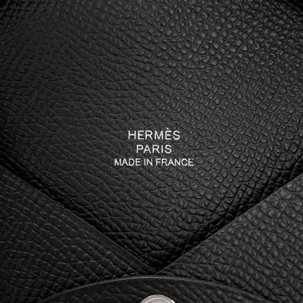 Hermes Card Case Calvi Black Epsom Business Holder — view 6