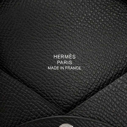 Hermes Card Case Calvi Black Epsom Business Holder — view 6