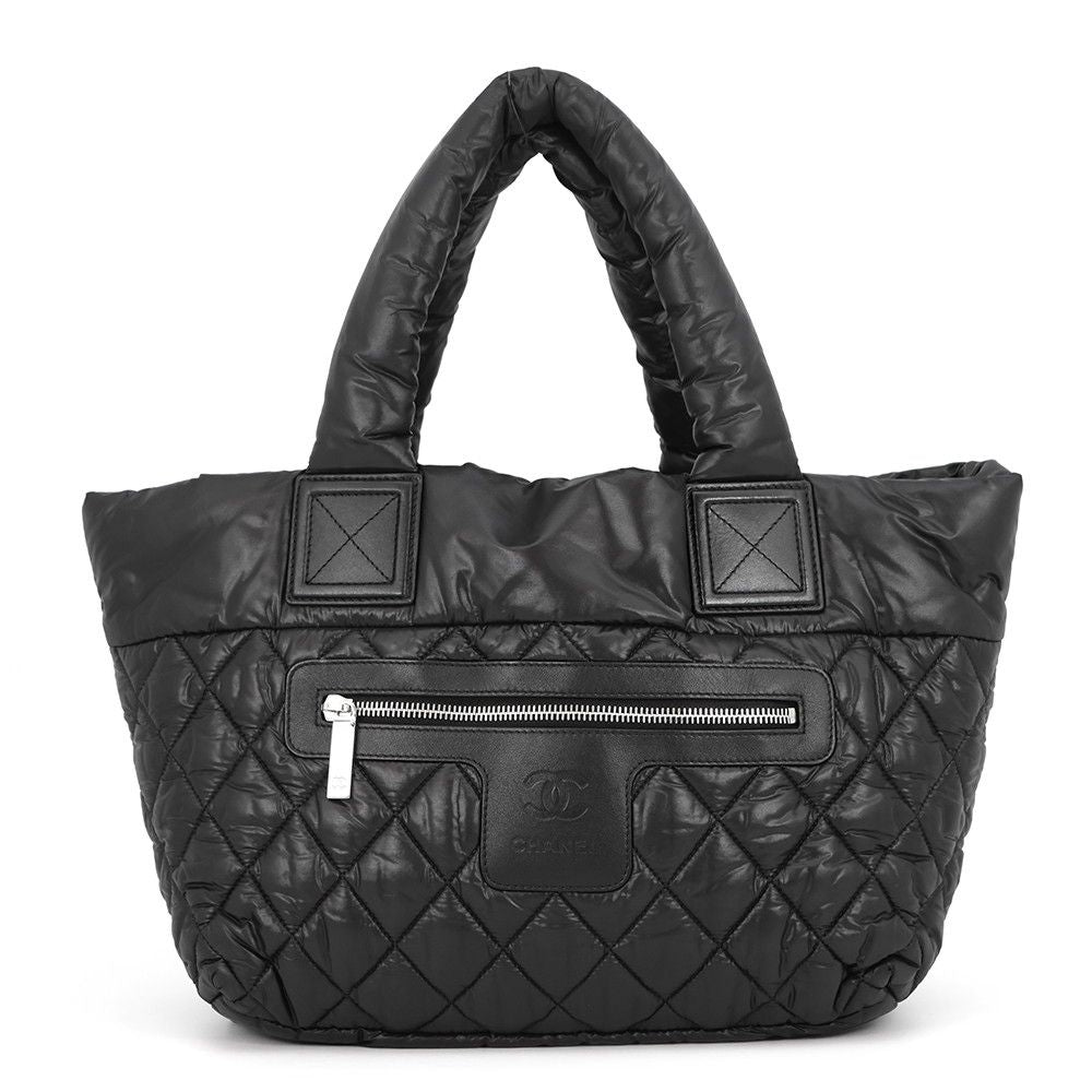 Chanel Tote Quilted CC Logo Cococo Small Nylon Black