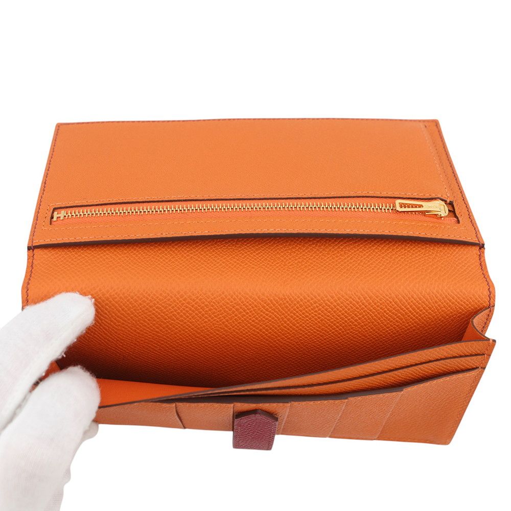 Hermes Wallet Bearn Souffle Yes Ruby Orange Gold Epsom — view 5