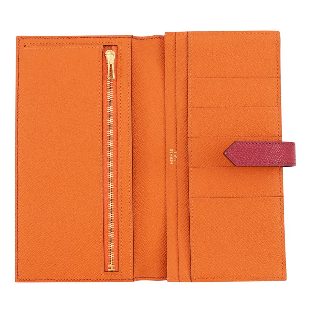 Hermes Wallet Bearn Souffle Yes Ruby Orange Gold Epsom — view 4