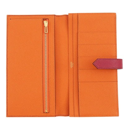 Hermes Wallet Bearn Souffle Yes Ruby Orange Gold Epsom — view 4