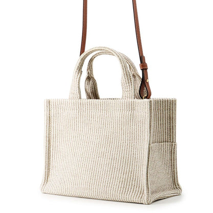 Celine Cabas Thais Small Stripe Canvas Leather 2-Way Shoulder — view 2