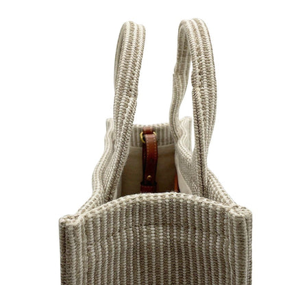 Celine Cabas Thais Small Stripe Canvas Leather 2-Way Shoulder — view 9