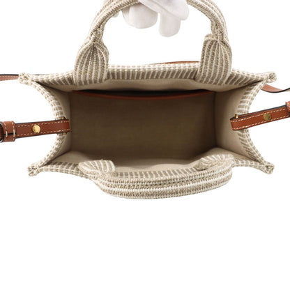 Celine Cabas Thais Small Stripe Canvas Leather 2-Way Shoulder — view 6