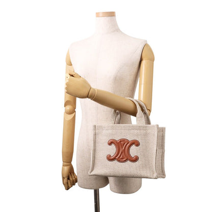 Celine Cabas Thais Small Stripe Canvas Leather 2-Way Shoulder — view 4