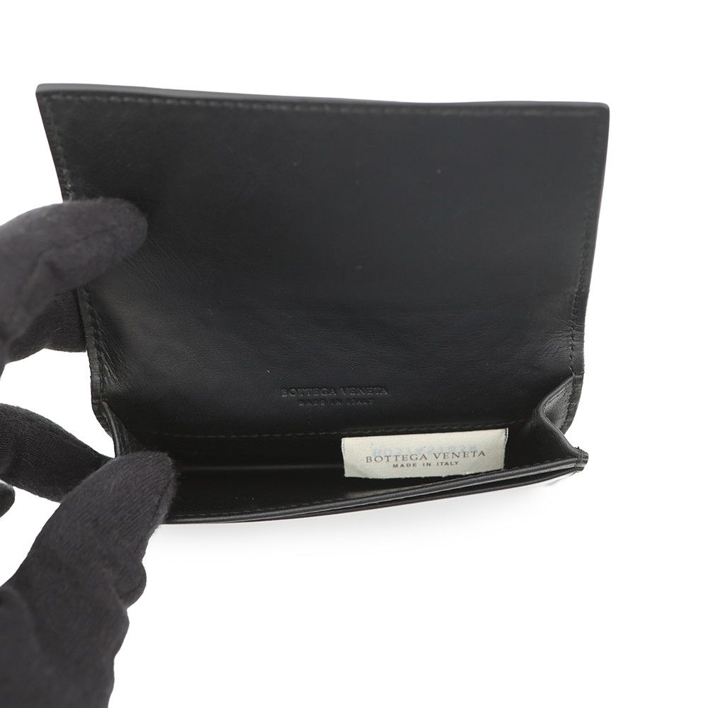 Bottega Veneta Card Case Intrecciato Leather Business Holder Black — view 5