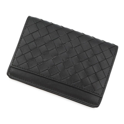 Bottega Veneta Card Case Intrecciato Leather Business Holder Black