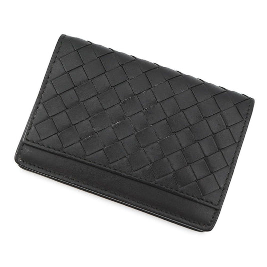 Bottega Veneta Card Case Intrecciato Leather Business Holder Black