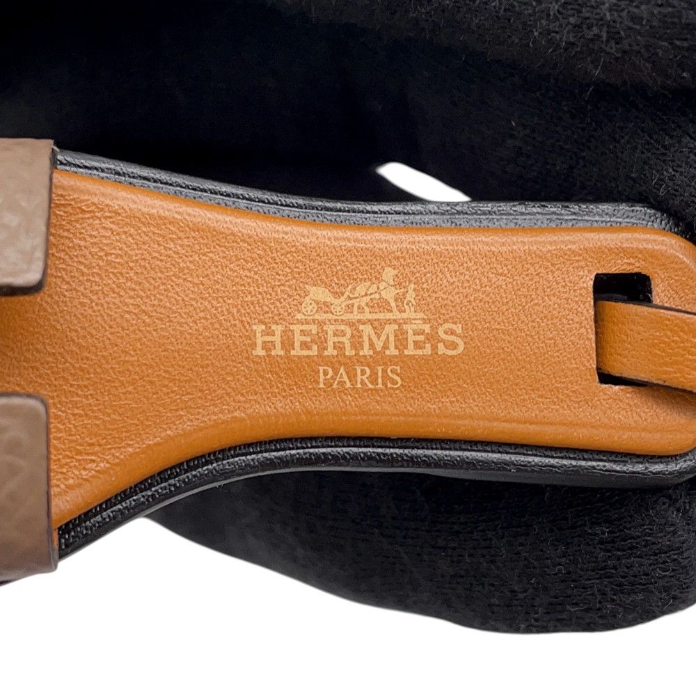Hermes Bag Charm Oran Nano Etoupe Natural Sable Black Epsom — view 7