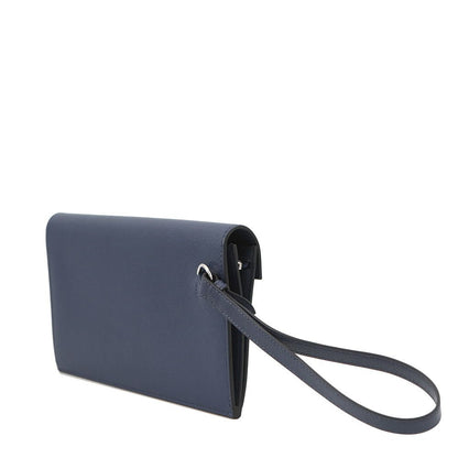 Hermes Wallet Kelly Pocket Long Blue Saffiano Electrum Chevre Sham Kira — view 2