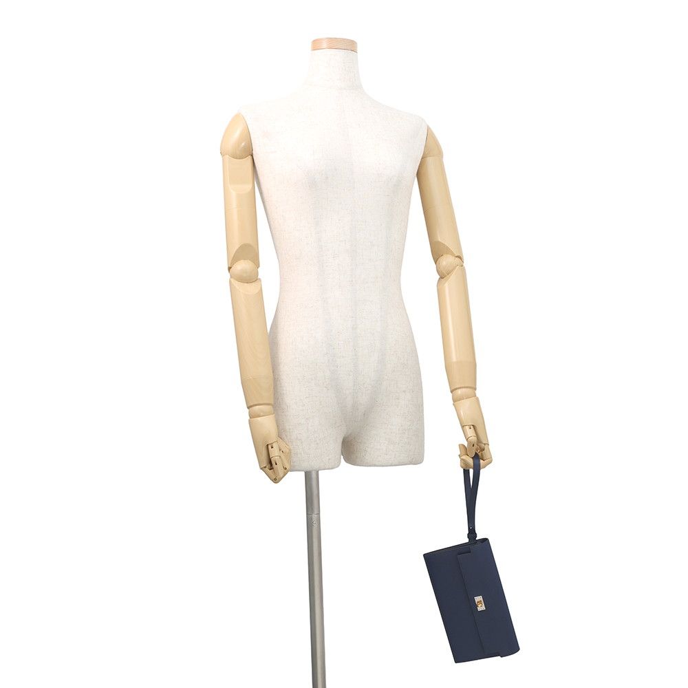 Hermes Wallet Kelly Pocket Long Blue Saffiano Electrum Chevre Sham Kira — view 4