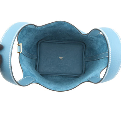 Hermes Handbag Picotin Lock PM New Blue Jean Gold Taurillon Clemence Tote — view 5