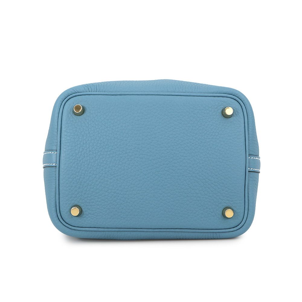 Hermes Handbag Picotin Lock PM New Blue Jean Gold Taurillon Clemence Tote — view 3