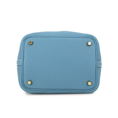 Hermes Handbag Picotin Lock PM New Blue Jean Gold Taurillon Clemence Tote — view 3