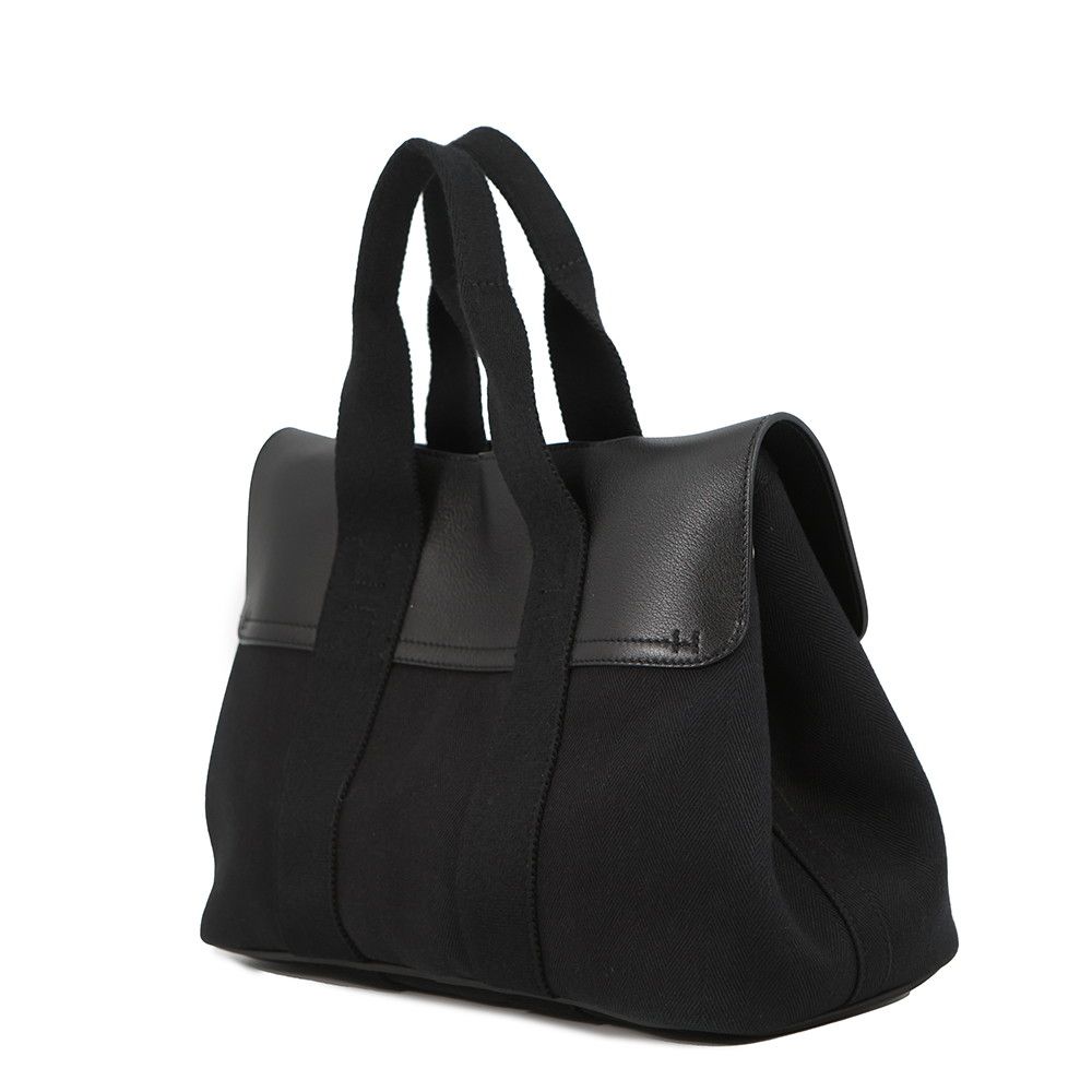 Hermes Handbag Valparaiso Black Silver Toilet Blanc Leather — view 2