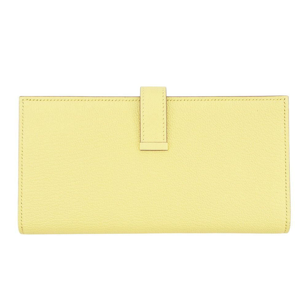 Hermes Wallet Bearn Souffle Yes Limoncello Silver Chevre Misor — view 3
