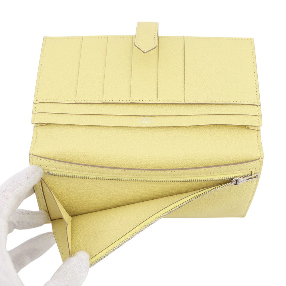 Hermes Wallet Bearn Souffle Yes Limoncello Silver Chevre Misor — view 6