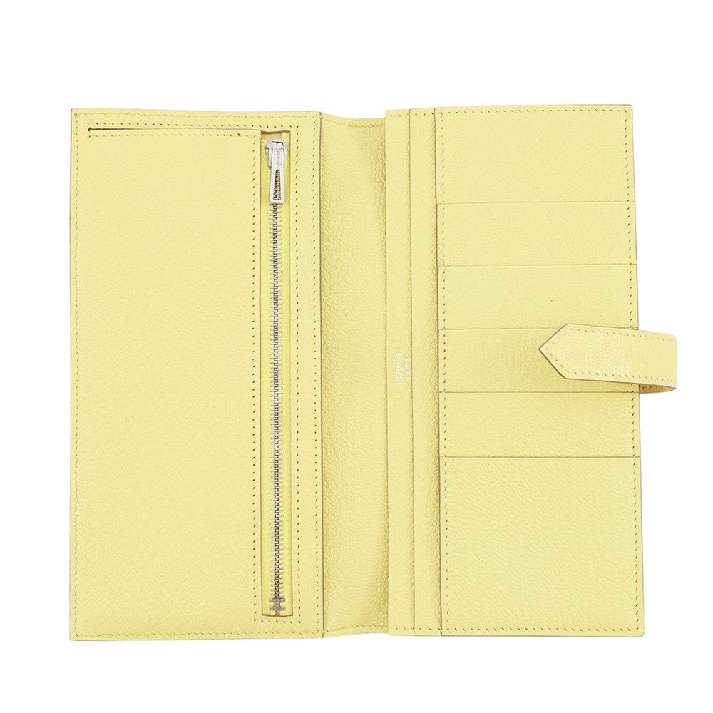 Hermes Wallet Bearn Souffle Yes Limoncello Silver Chevre Misor — view 4
