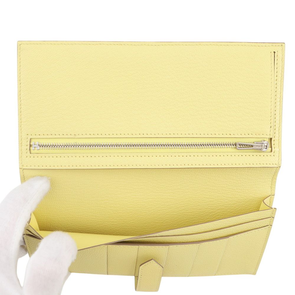 Hermes Wallet Bearn Souffle Yes Limoncello Silver Chevre Misor — view 5