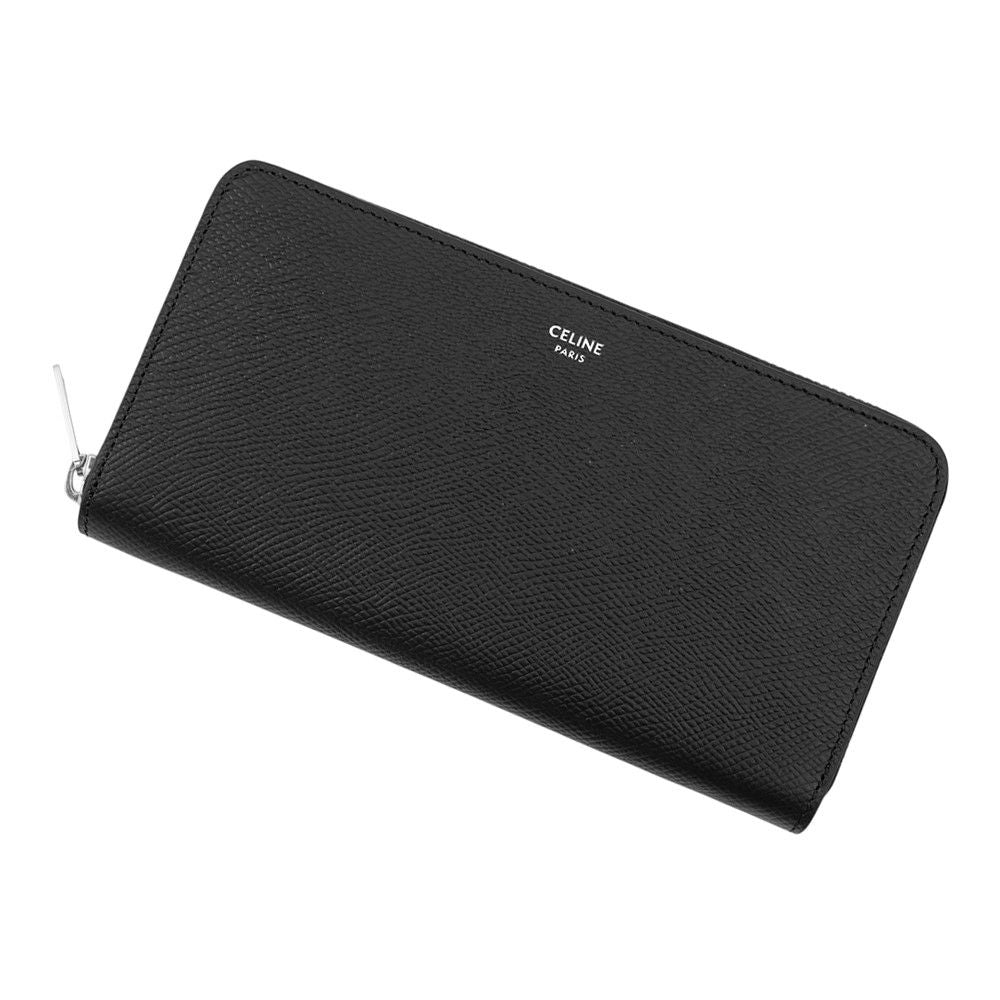 Celine Wallet Large Zipped Leather Black