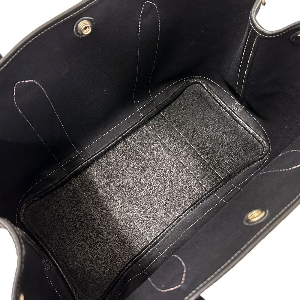 Hermes Garden Party PM Tote Toile Officier Leather Black Silver Simple — view 5