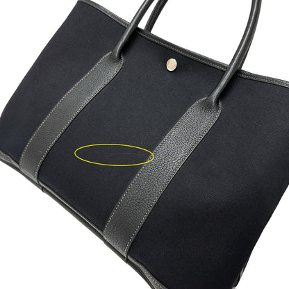 Hermes Garden Party PM Tote Toile Officier Leather Black Silver Simple — view 9