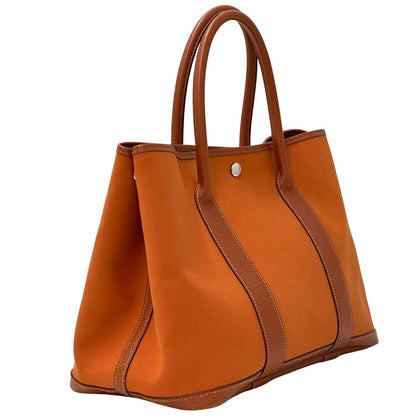 Hermes Garden Party PM Tote Toile Officier Leather Potiron Silver Orange Simple — view 3