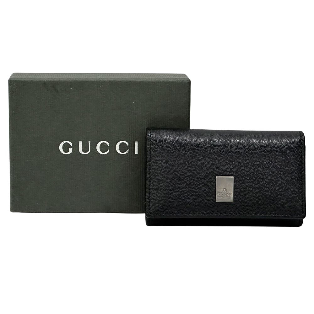 Gucci Key Case Leather Black 033 6 Key Adult Compact Small Key Holder — view 7
