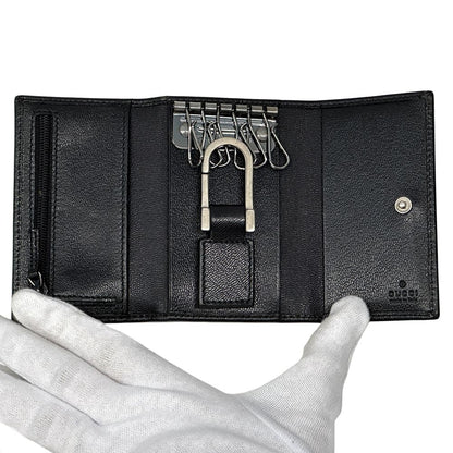 Gucci Key Case Leather Black 033 6 Key Adult Compact Small Key Holder — view 4